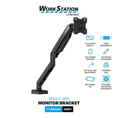 Fantech workstation mbs1 single-arm monitor mount 90 degree for 13’’ to 32’’