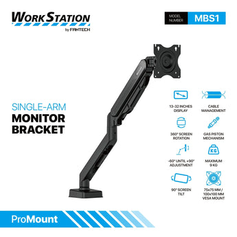 Fantech workstation mbs1 single-arm monitor mount 90 degree for 13’’ to 32’’