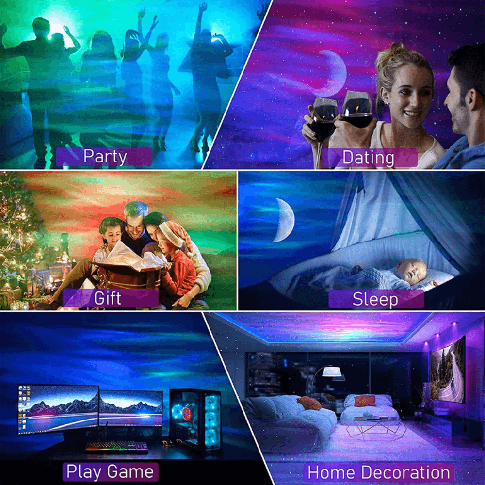 Northern Lights Aurora Projector Galaxy Star Bluetooth Speaker Lightning