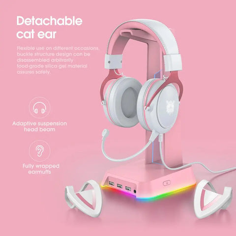 ONIKUMA X10 Pink Cat Ears Gaming Headset