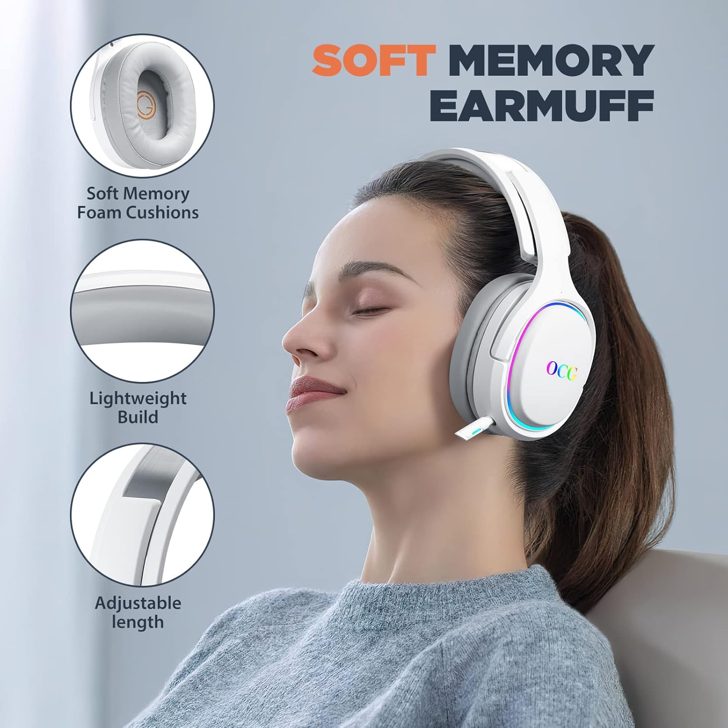 OCG Gaming Headset Dual Wireless Lossless 2.4G Bluetooth Gaming Headphones