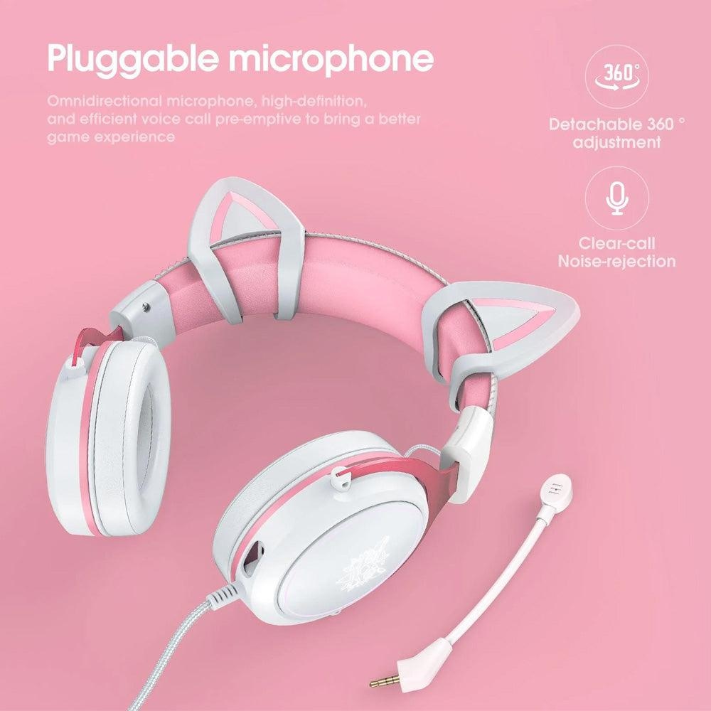 Onikuma x10 pink cat ears gaming headset - Fun Touch