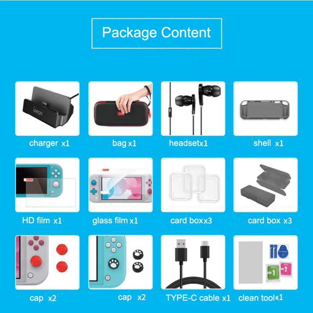 Pg-sl002 18 in 1 super pack accessories set for nintendo switch lite - Fun Touch