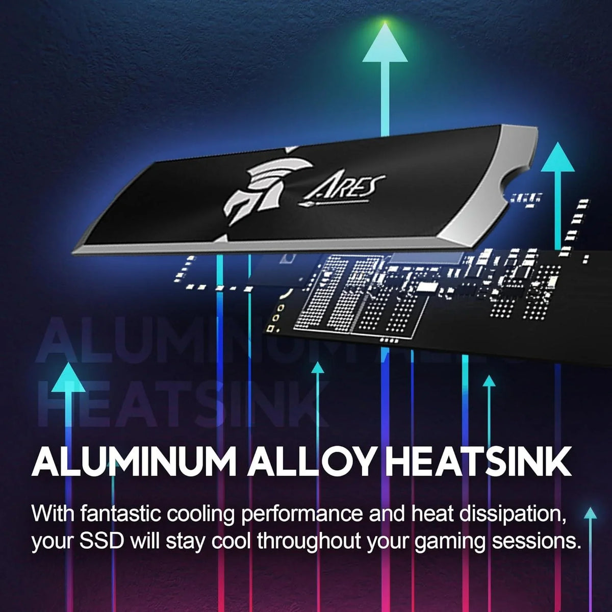 Dato 1tb internal ssd with heatsink m.2 2280 pcie gen4 x4 compatible with ps5 up to 7200/6850 mb/s series ares dark