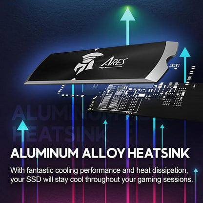 Dato 1tb internal ssd with heatsink m.2 2280 pcie gen4 x4 compatible with ps5 up to 7200/6850 mb/s series ares dark