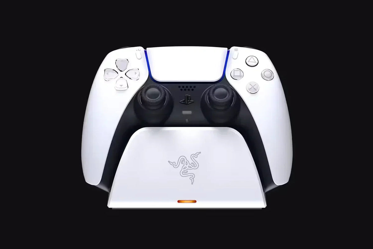 Razer quick charging stand for ps5™ - white - playstation headsets & accessories