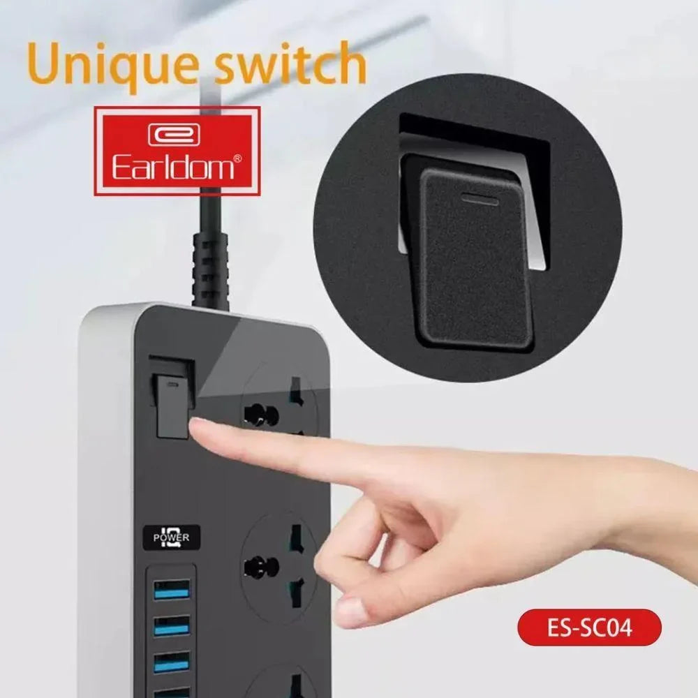 Earldom sc04 eu-socket 3000w 6usb ports 3 power socket 3.1a 200cm