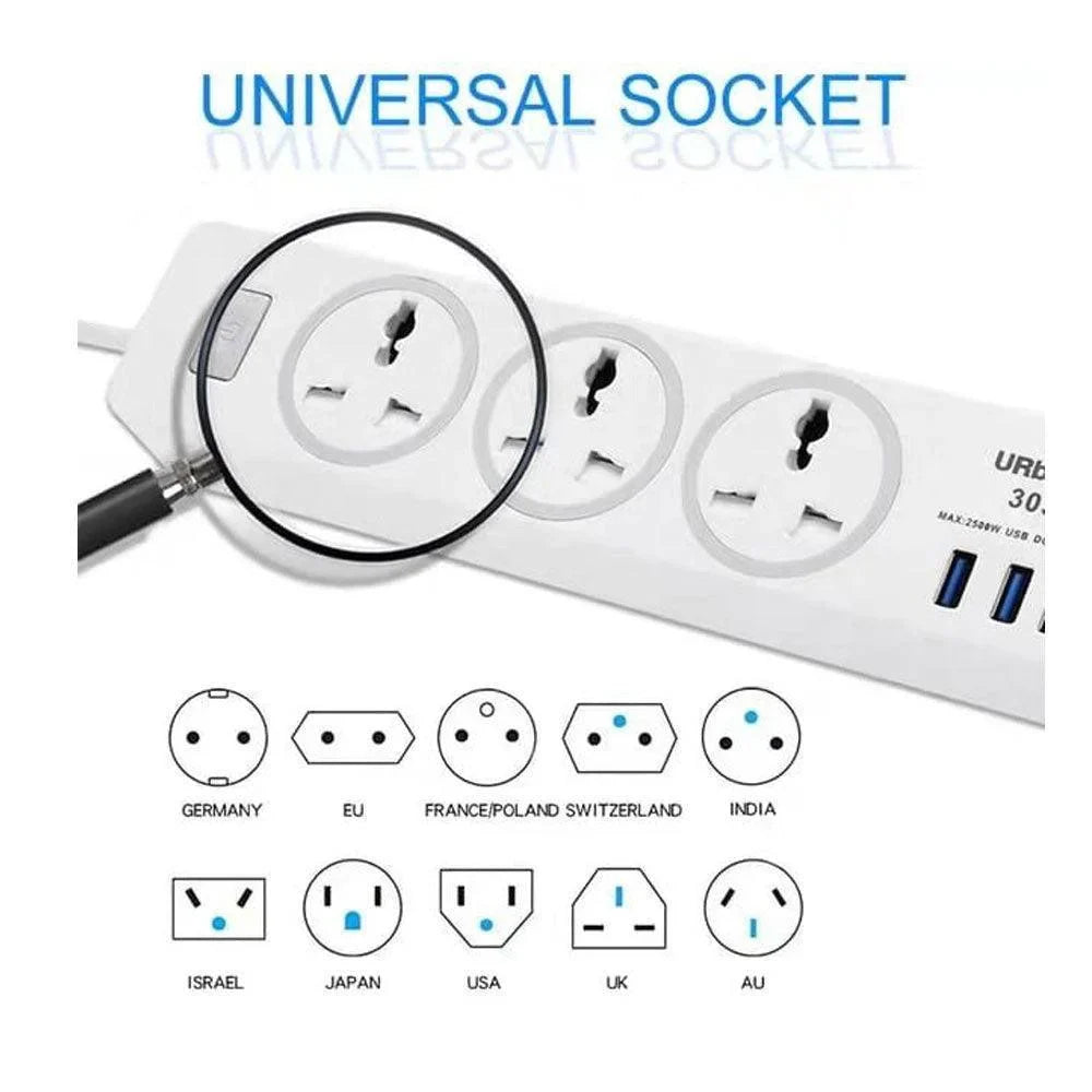Gjby gc-05 universal smart socket power strip with 3 usb ports