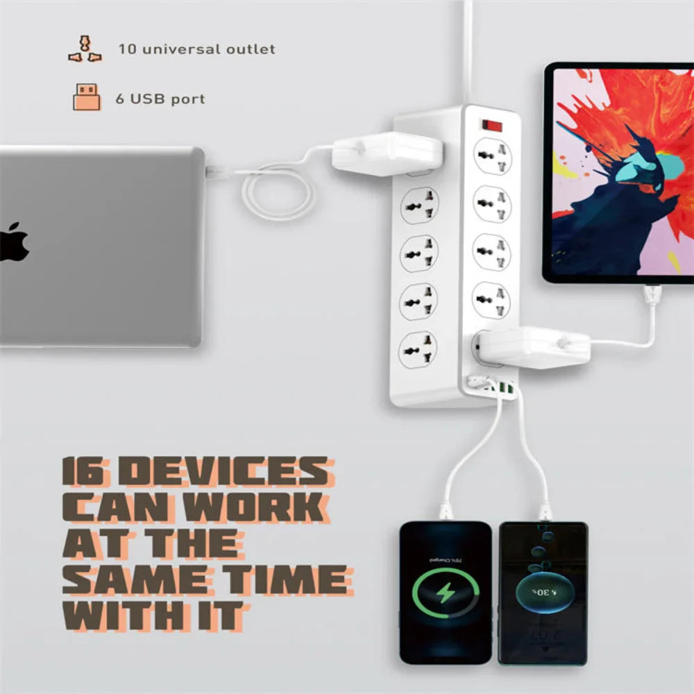 Ldnio sc10610 30w 6-port usb charger power strip