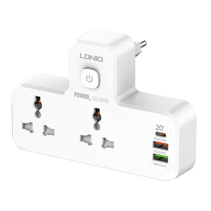 Ldnio sc2311 power strip with 2 ac outlets 2usb usb-c 2500w