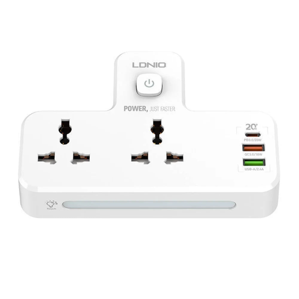 Ldnio sc2311 power strip with 2 ac outlets 2usb usb-c 2500w