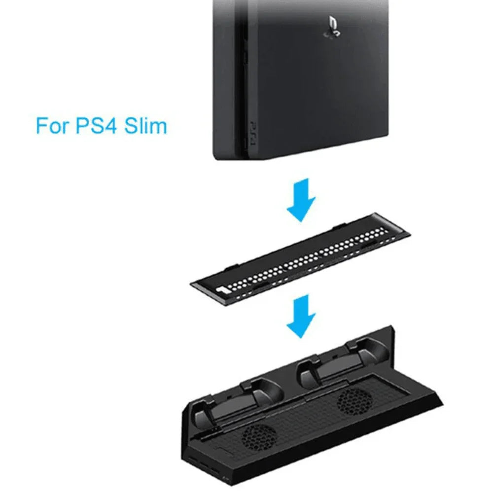 Dobe tp4-023b for ps4 slim console vertical stand with cooling fan