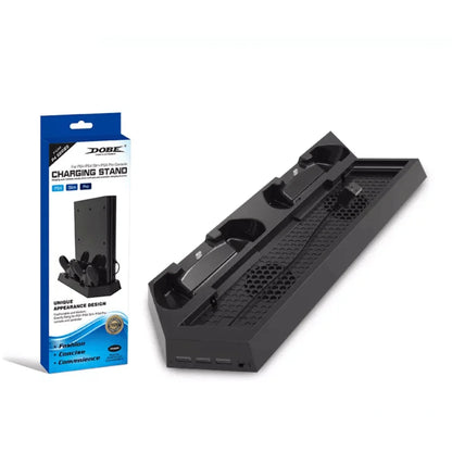 Dobe tp4-023b for ps4 slim console vertical stand with cooling fan