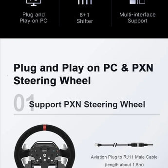 Pxn a7 racing wheel gear shifter 6 +1 shifter metal disk with handbrake button