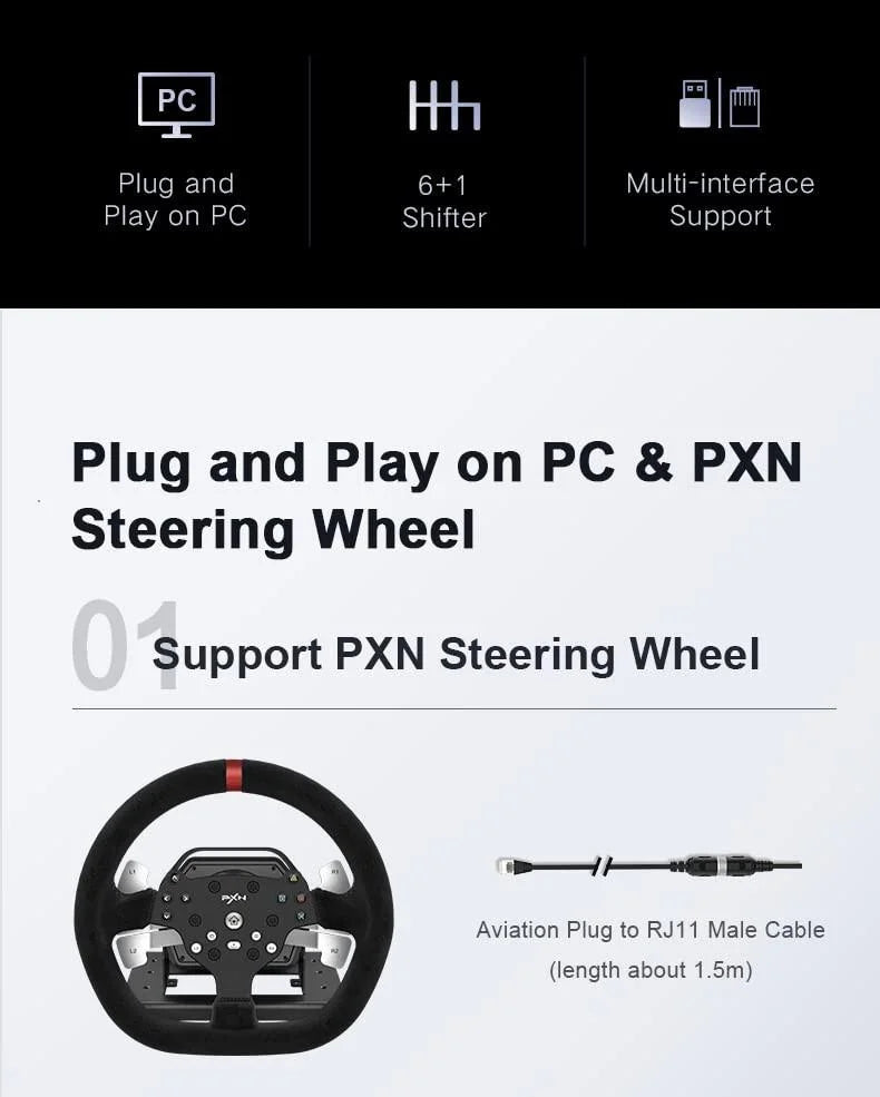 Pxn a7 racing wheel gear shifter 6 +1 shifter metal disk with handbrake button