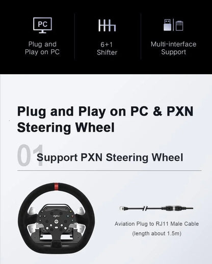 Pxn a7 racing wheel gear shifter 6 +1 shifter metal disk with handbrake button