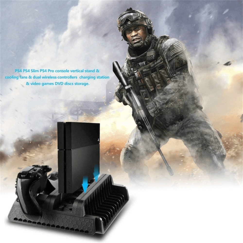 Ps4 slim pro multi-functional charging & cooling stand tp4-882 - Fun Touch