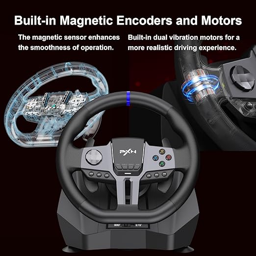 PXN V9 Gen2 Steering Wheel Gaming Steering Wheel Xbox PC 270/900° Car