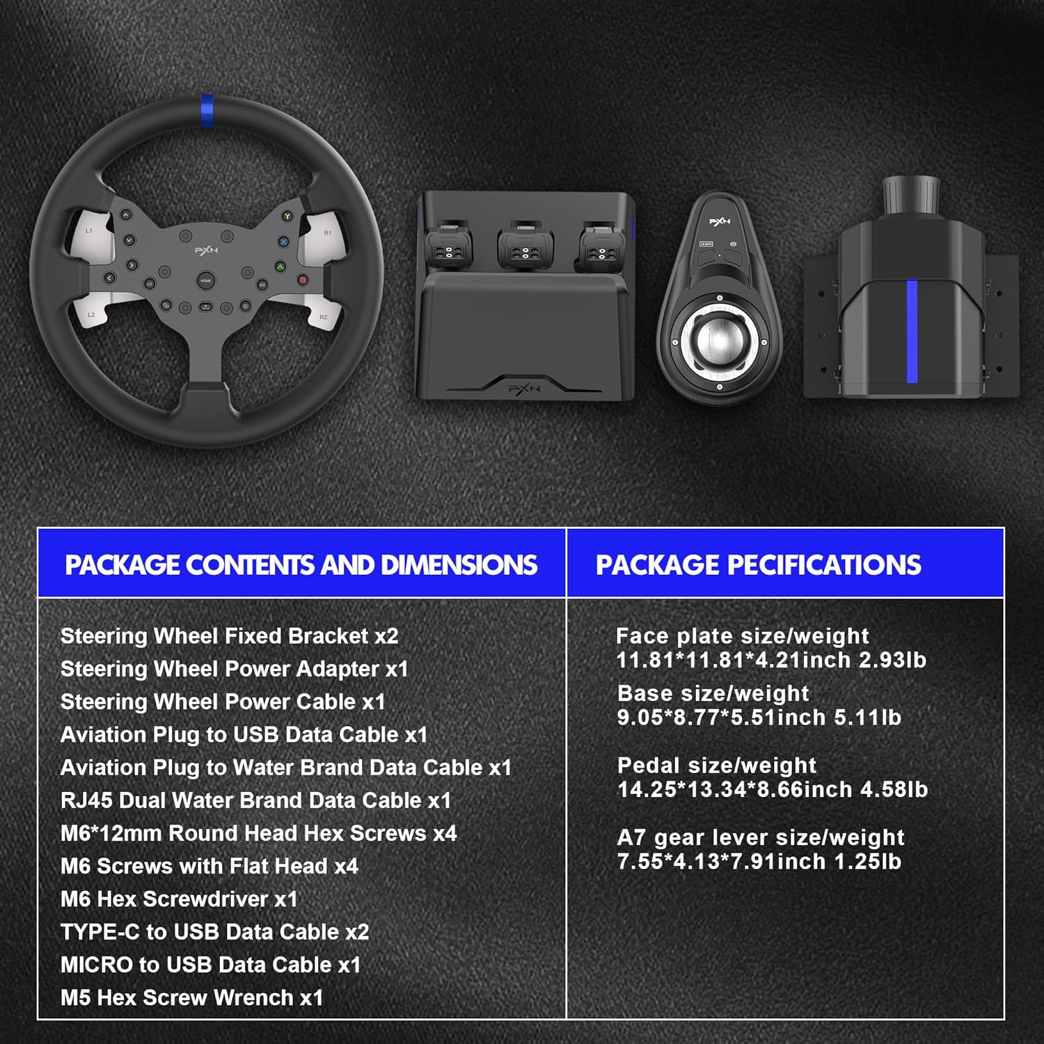 PXN V99 Gaming Racing Wheel Driving Force Feedback Steering Wheel with Pedals