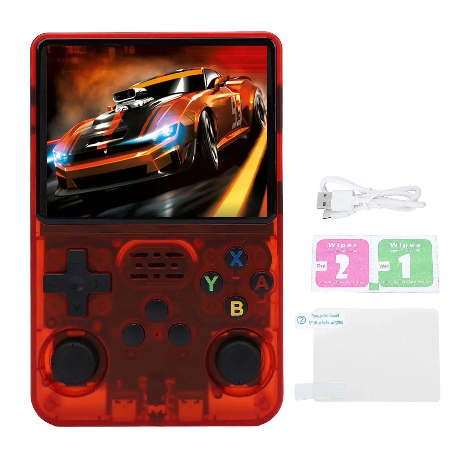 R36S Handheld Game Console 3.5 inch IPS Screen Retro Gaming Console 64G Card