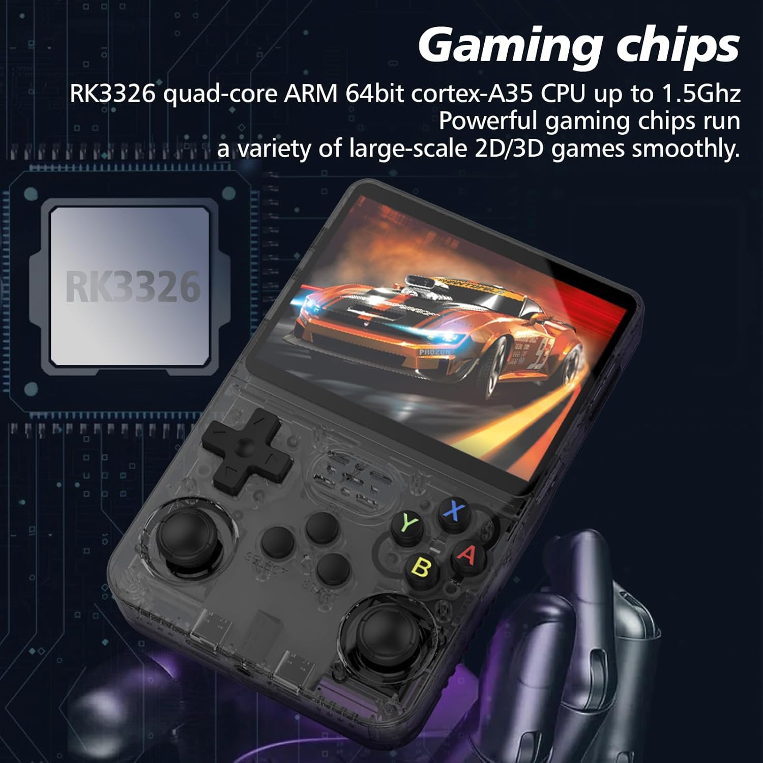 R36S Handheld Game Console 3.5 inch IPS Screen Retro Gaming Console 64G Card