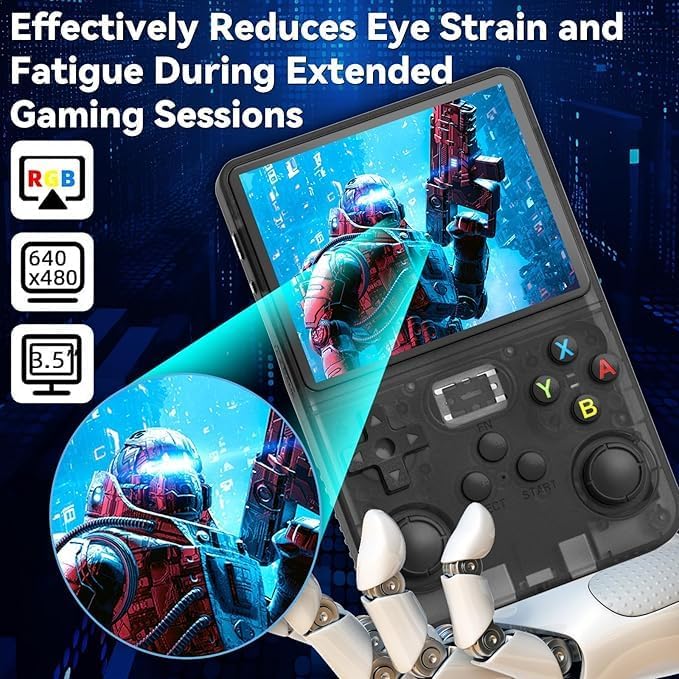 R36S Handheld Game Console 3.5 inch IPS Screen Retro Gaming Console 64G Card