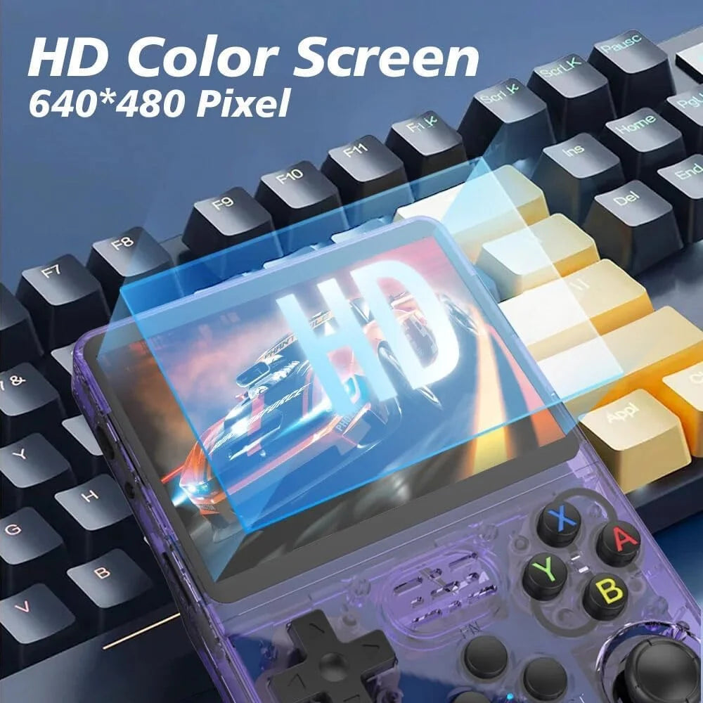 R36S Handheld Game Console 3.5 inch IPS Screen Retro Gaming Console 64G Card