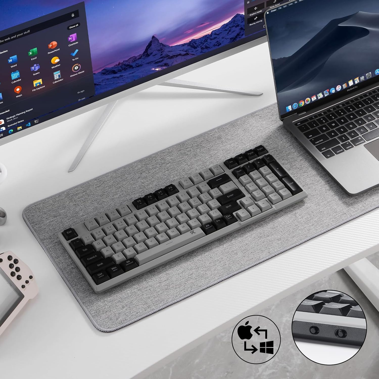 Redragon BK7114 Low Profile Wireless Computer Keyboard 98 Keys Slim Office PC