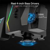 Redragon gs520 pro computer gaming speakers with subwoofer, 2.1 channel rgb - Fun Touch