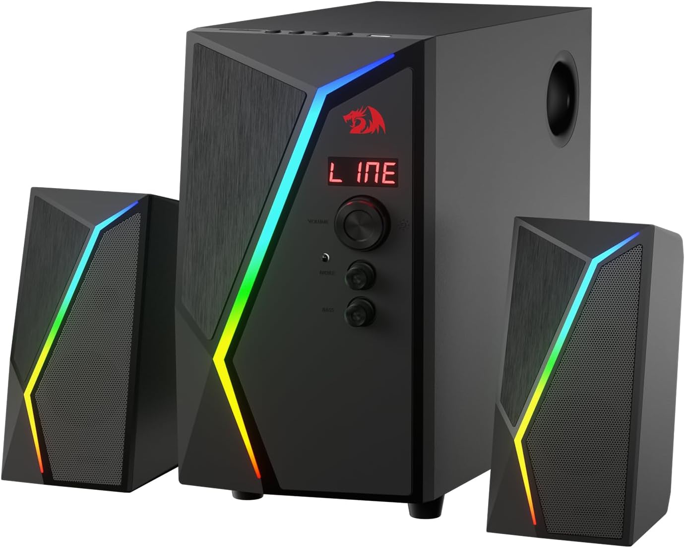 Redragon gs520 pro computer gaming speakers with subwoofer, 2.1 channel rgb - Fun Touch