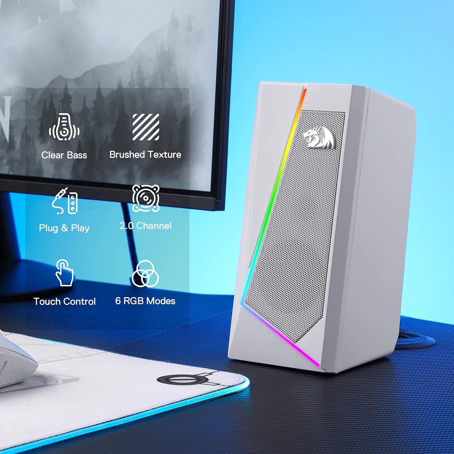 Redragon GS520 RGB Desktop Speakers White Speakers