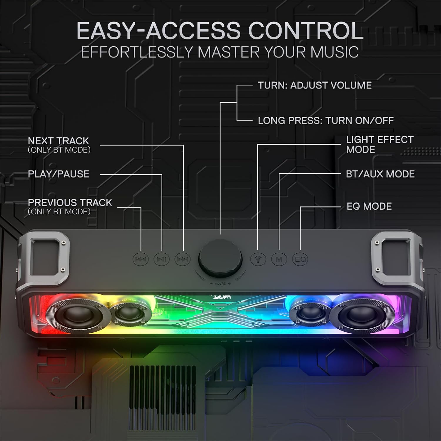 Redragon GS817 RGB Desktop Soundbar 2.0 Channel Stereo Speakers for Desktop