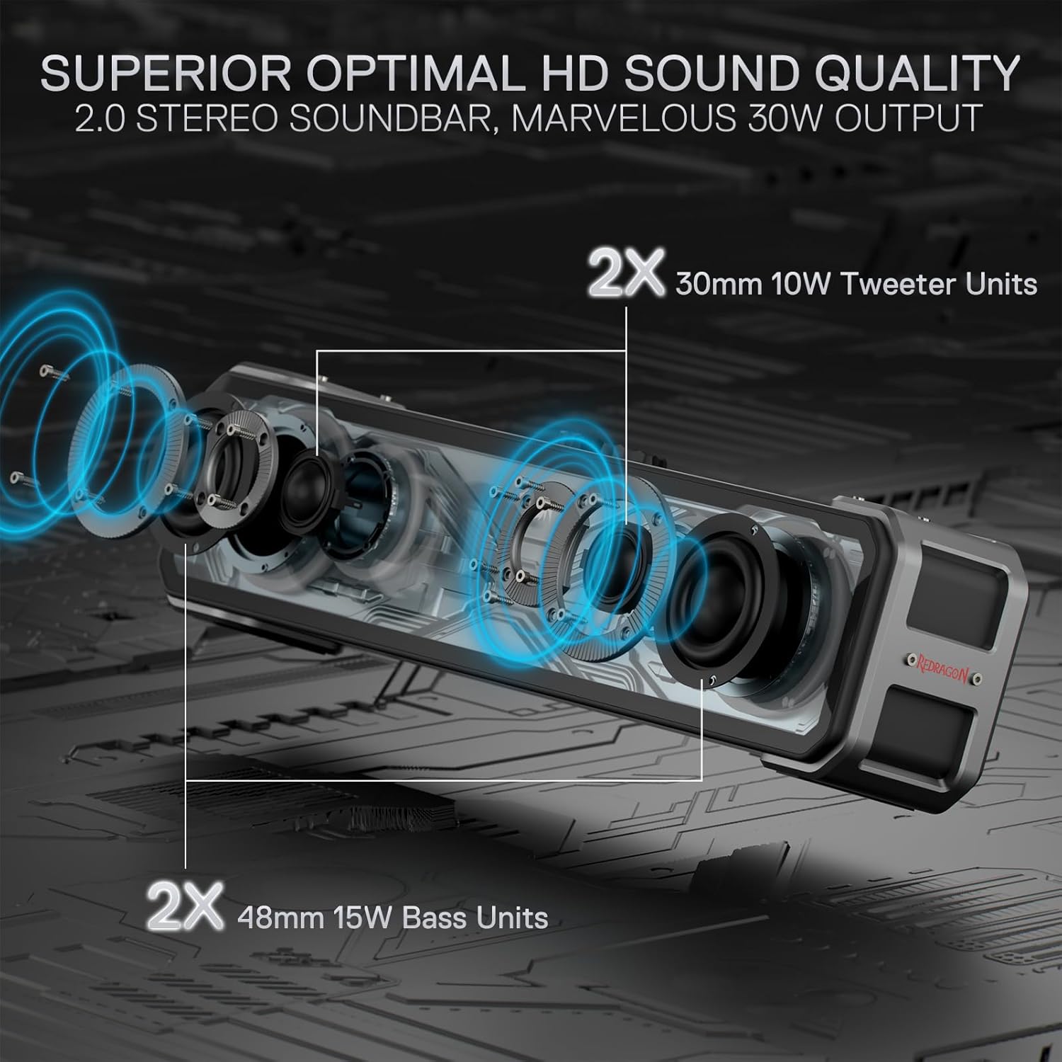 Redragon GS817 RGB Desktop Soundbar 2.0 Channel Stereo Speakers for Desktop