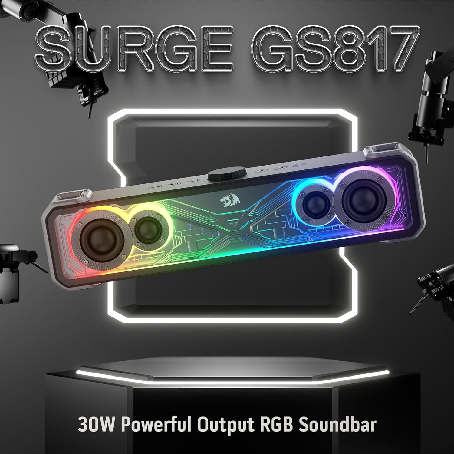 Redragon GS817 RGB Desktop Soundbar 2.0 Channel Stereo Speakers for Desktop