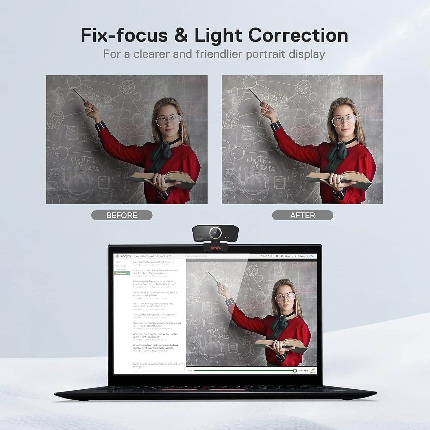 Redragon GW800 1080P PC Webcam with Built in Dual Microphone 360° Rotation 2.0