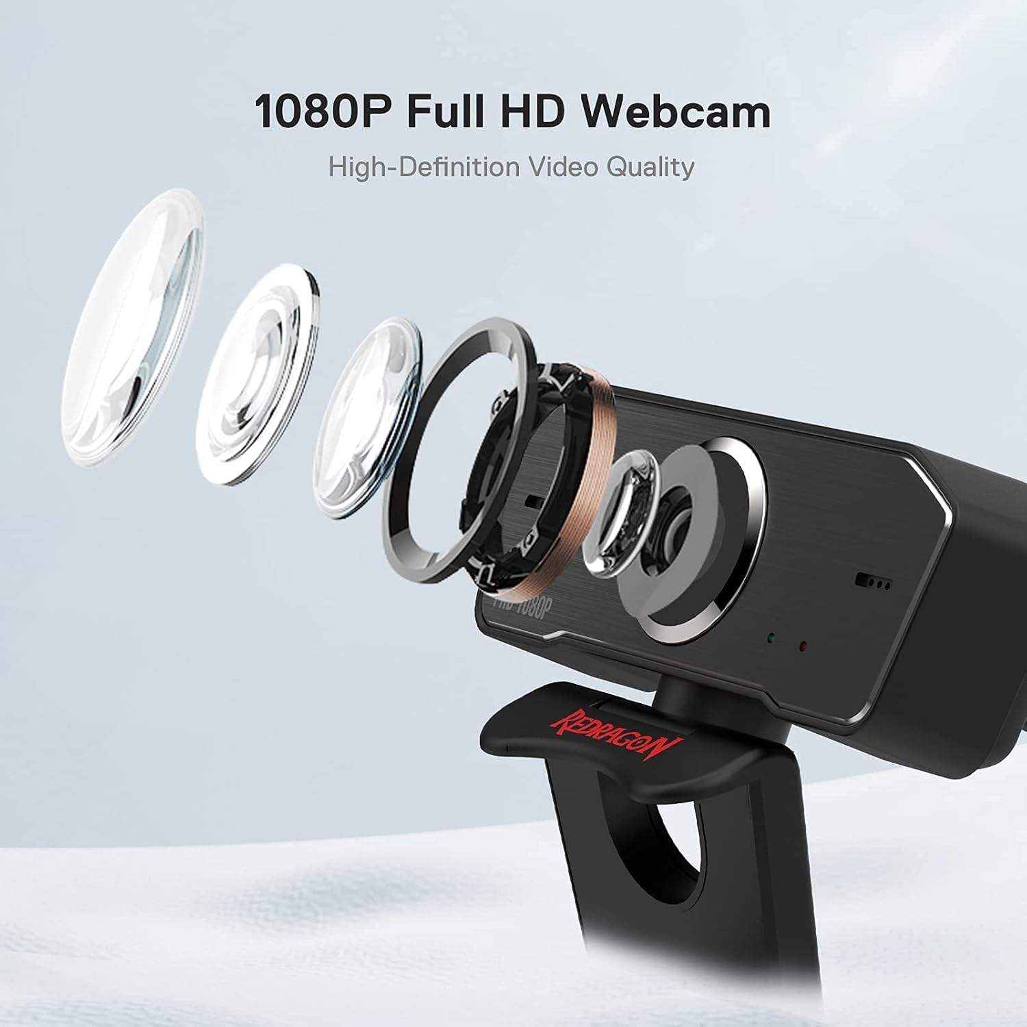 Redragon GW800 1080P PC Webcam with Built in Dual Microphone 360° Rotation 2.0