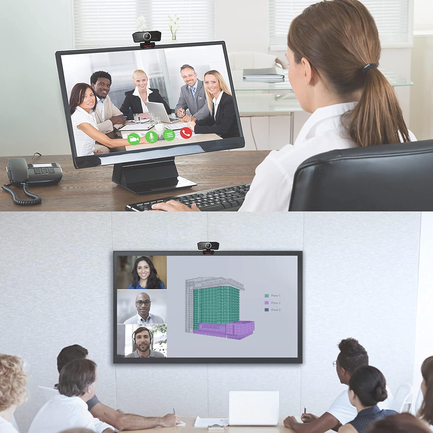 Redragon GW800 1080P PC Webcam with Built in Dual Microphone 360° Rotation 2.0