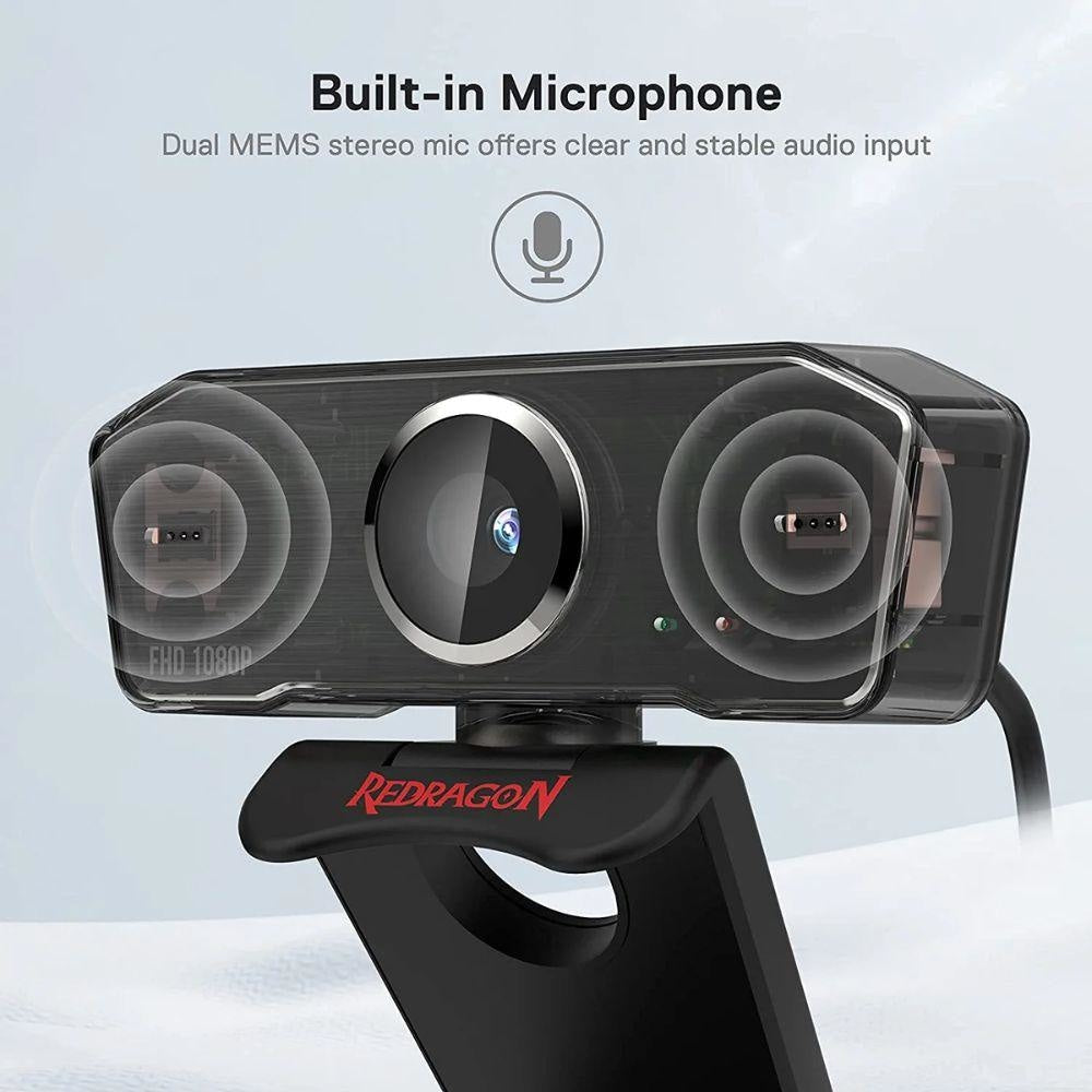 Redragon GW800 Hitman 1080P Webcam with Built in Dual Microphone Streaming