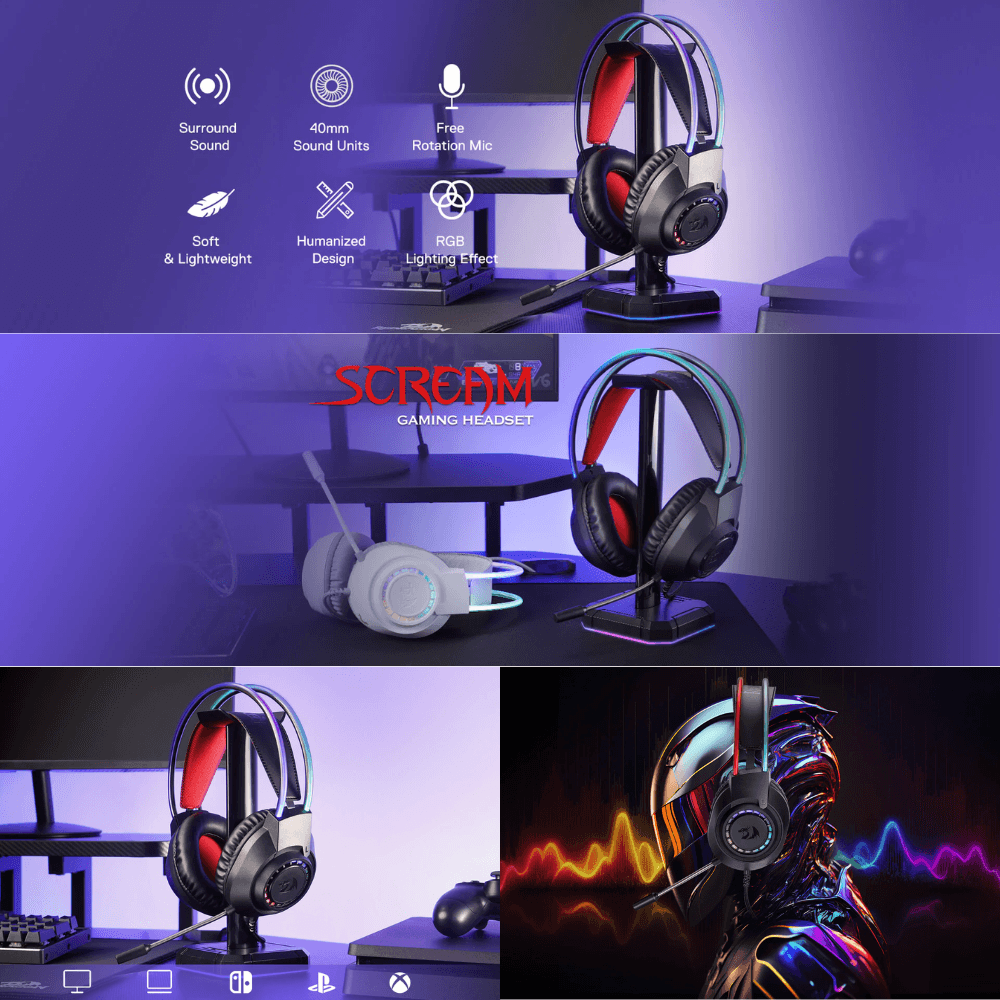 Redragon h231 scream wired gaming headset - Fun Touch