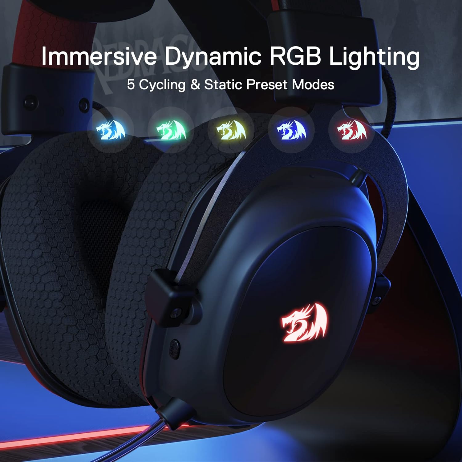 Redragon H510 PRO Zeus RGB Wireless Gaming Headset 7.1 Surround Sound Audio