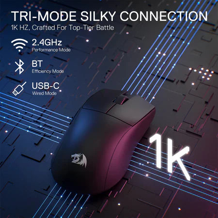 Redragon K1NG M916 LIT 1K Hz 3 Mode Wireless Gaming Mouse Mouse
