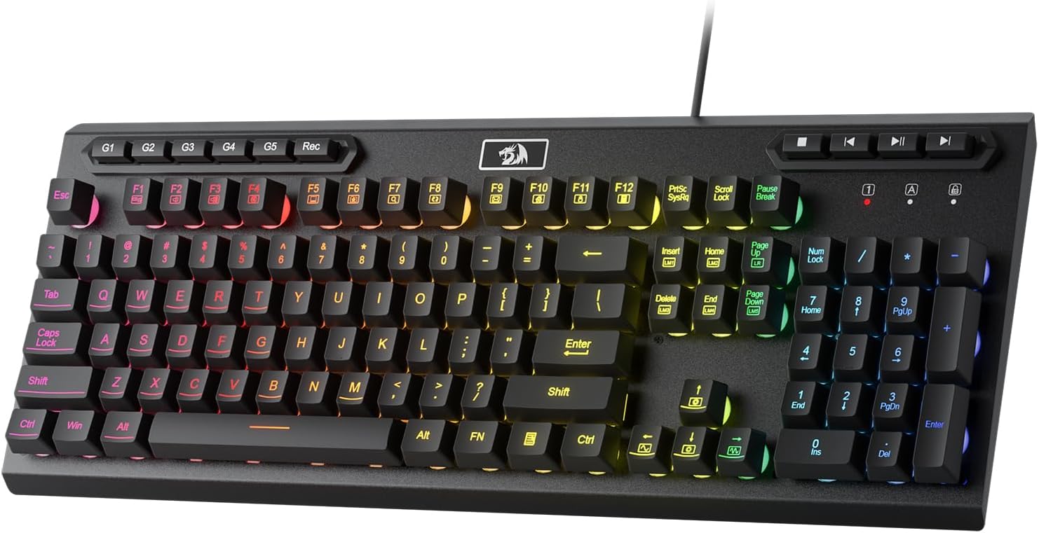 Redragon K513 RGB Membrane Gaming Keyboard Standard 104 Keys Linear Mechanical