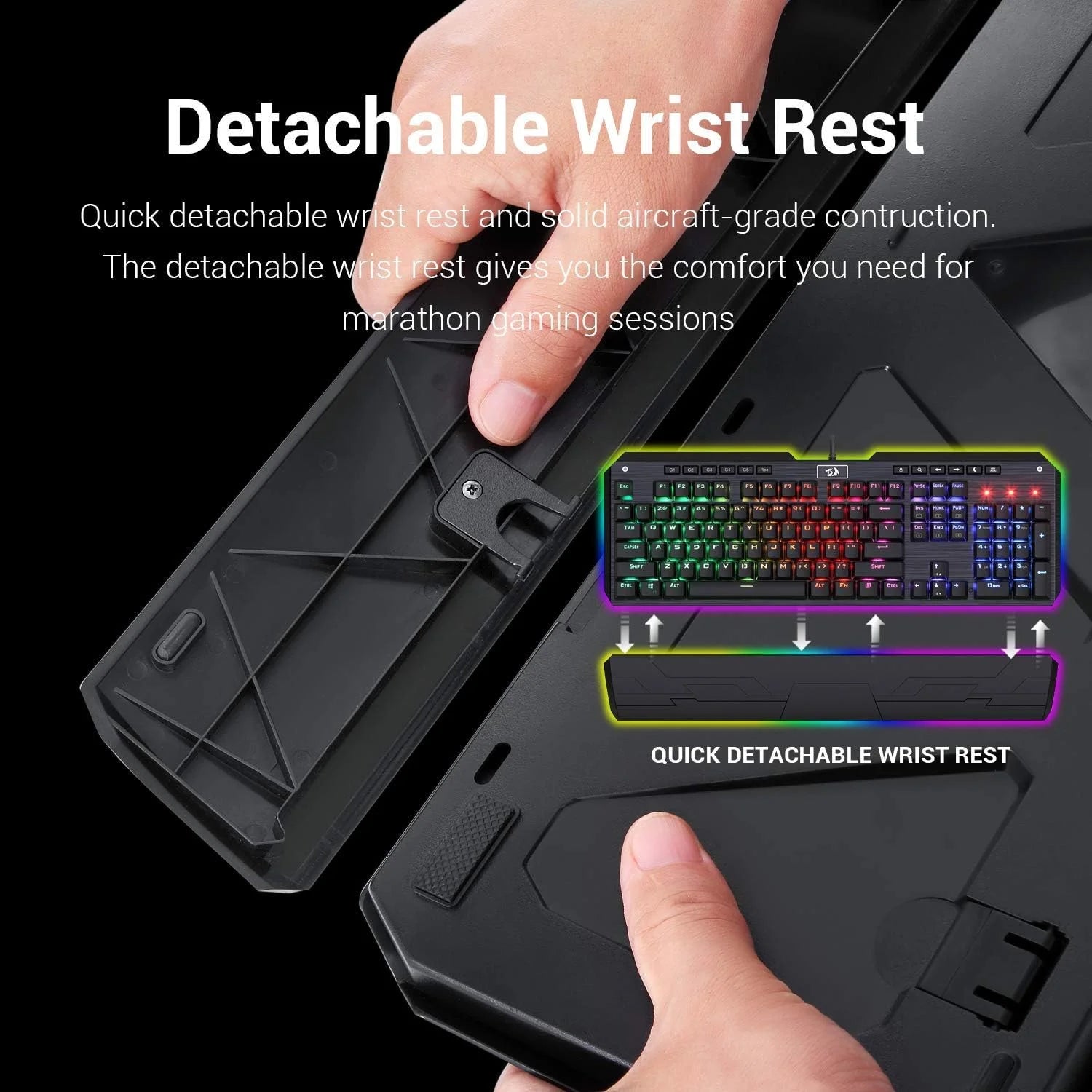Redragon K555 Mechanical Gaming Keyboard with Blue Switches Free