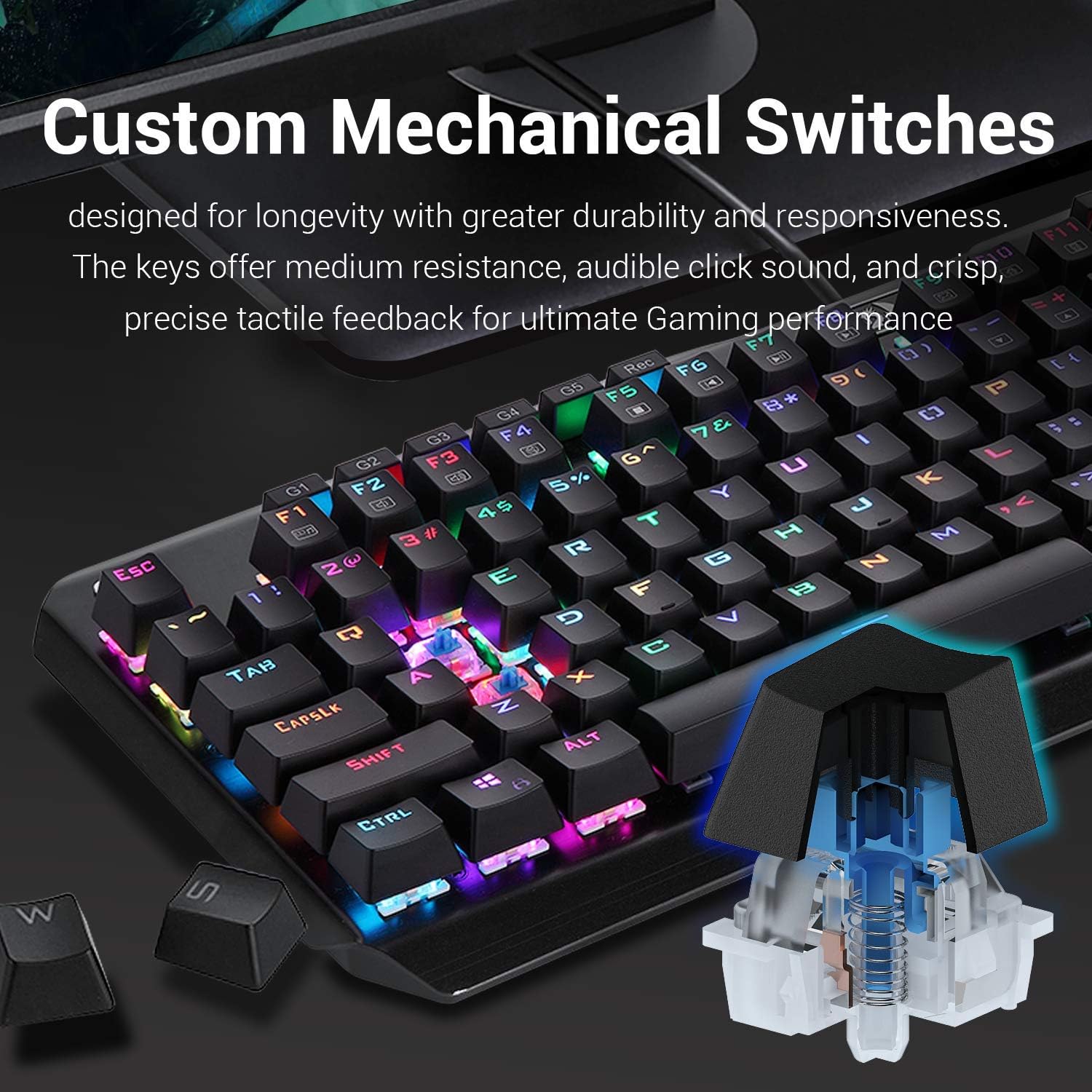 Redragon K555 Mechanical Gaming Keyboard with Blue Switches Macro Recording