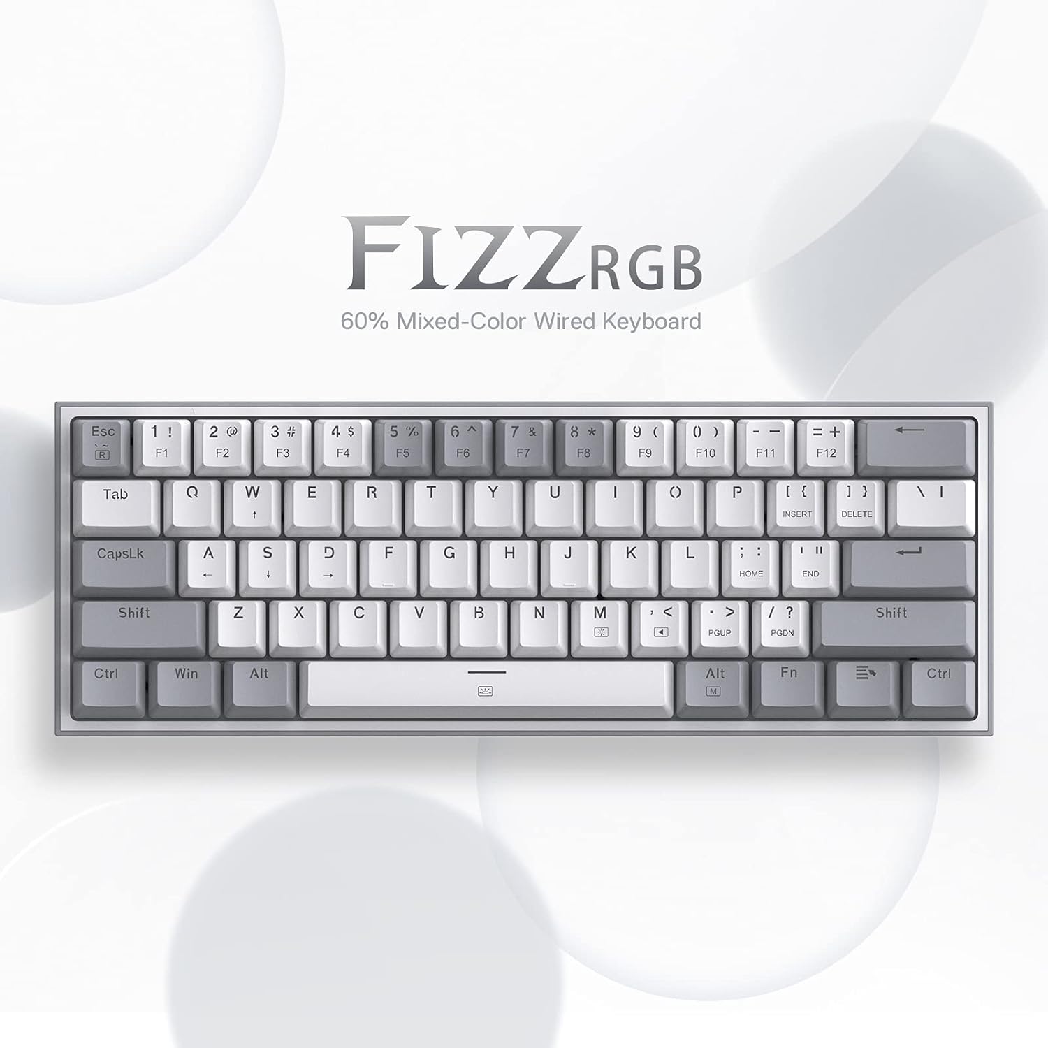 Redragon K617 Fizz 60% Wired RGB Gaming Keyboard 61 Keys Hot Swap Compact