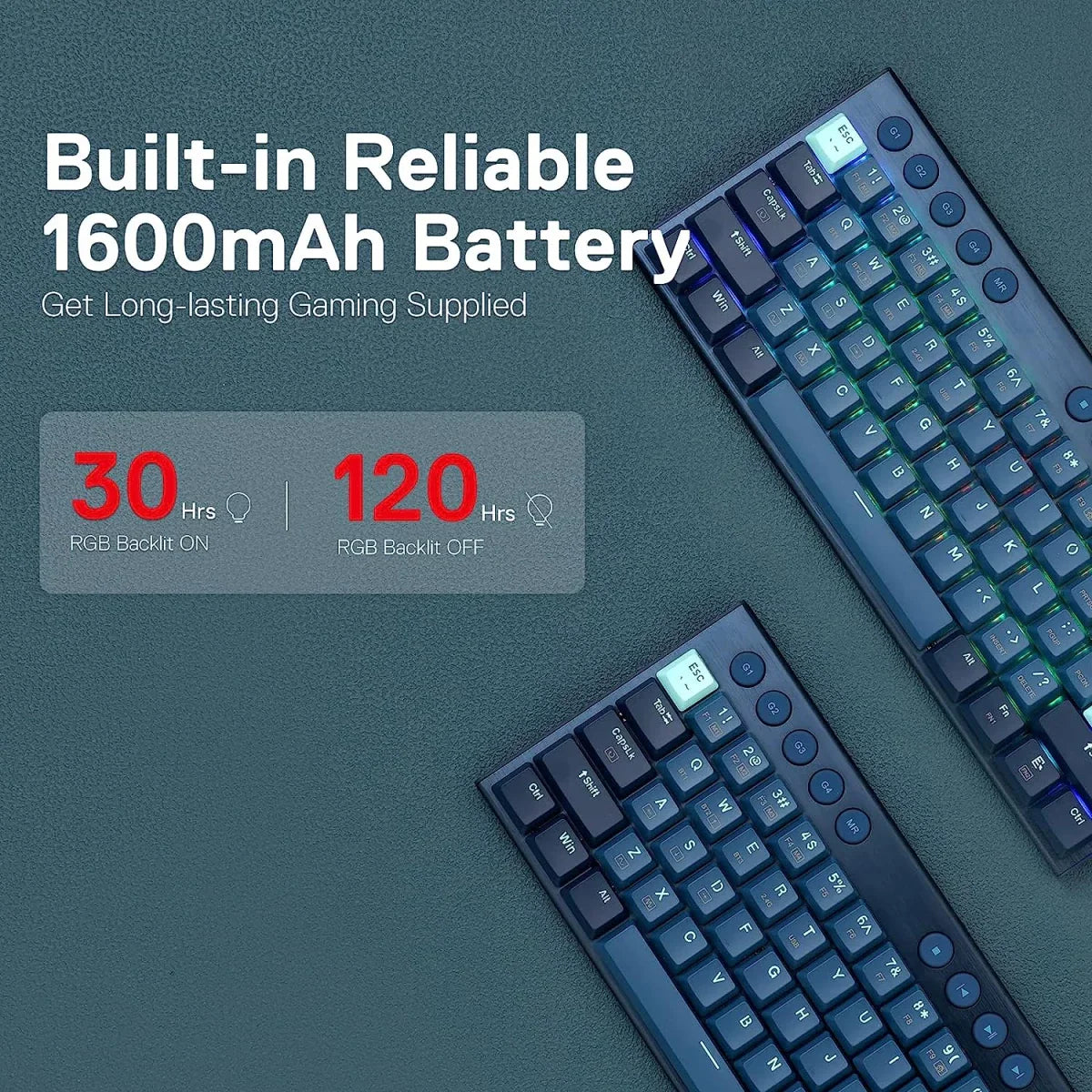 Redragon K632 Blue PRO 60% 3 Mode Connection RGB Mechanical Ultra Thin Low