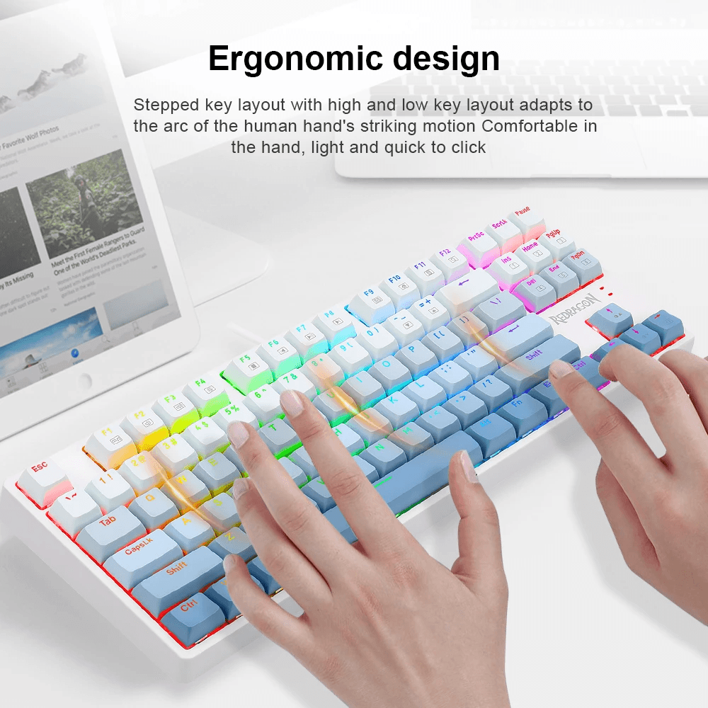 Redragon k645w 87 key rgb mechanical gaming keyboard - Fun Touch