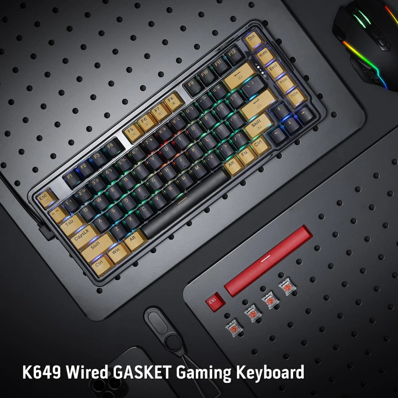 Redragon K649 78% Wired Gasket RGB Gaming Keyboard Keyboard