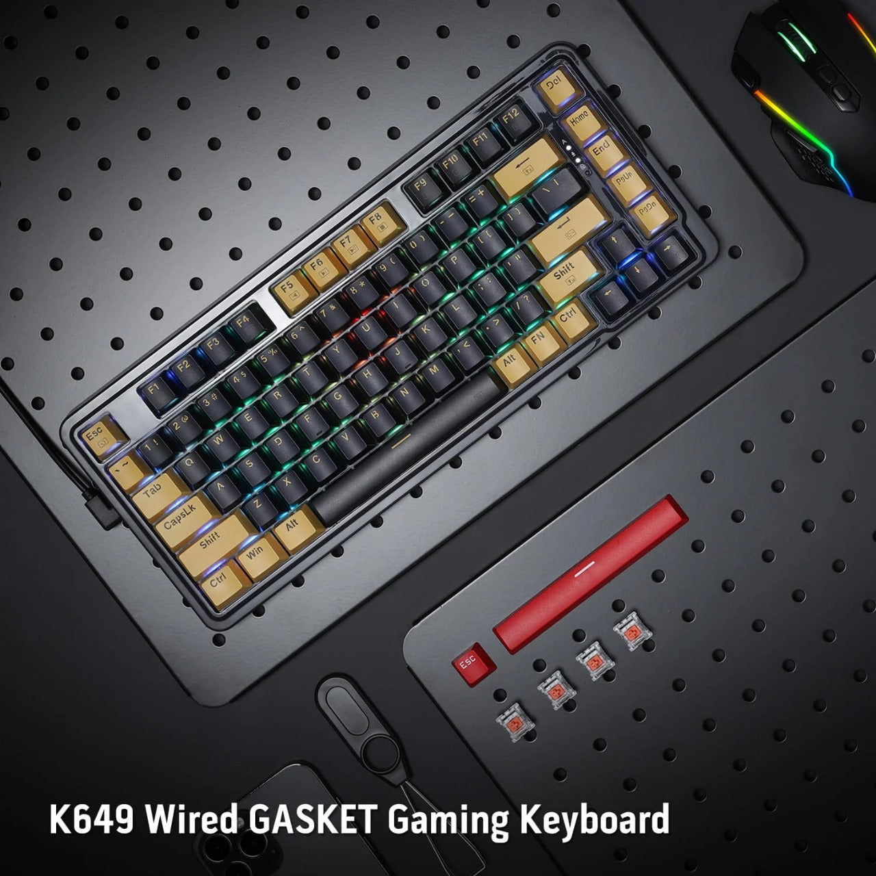 Redragon k649 78% wired gasket rgb gaming keyboard - Fun Touch