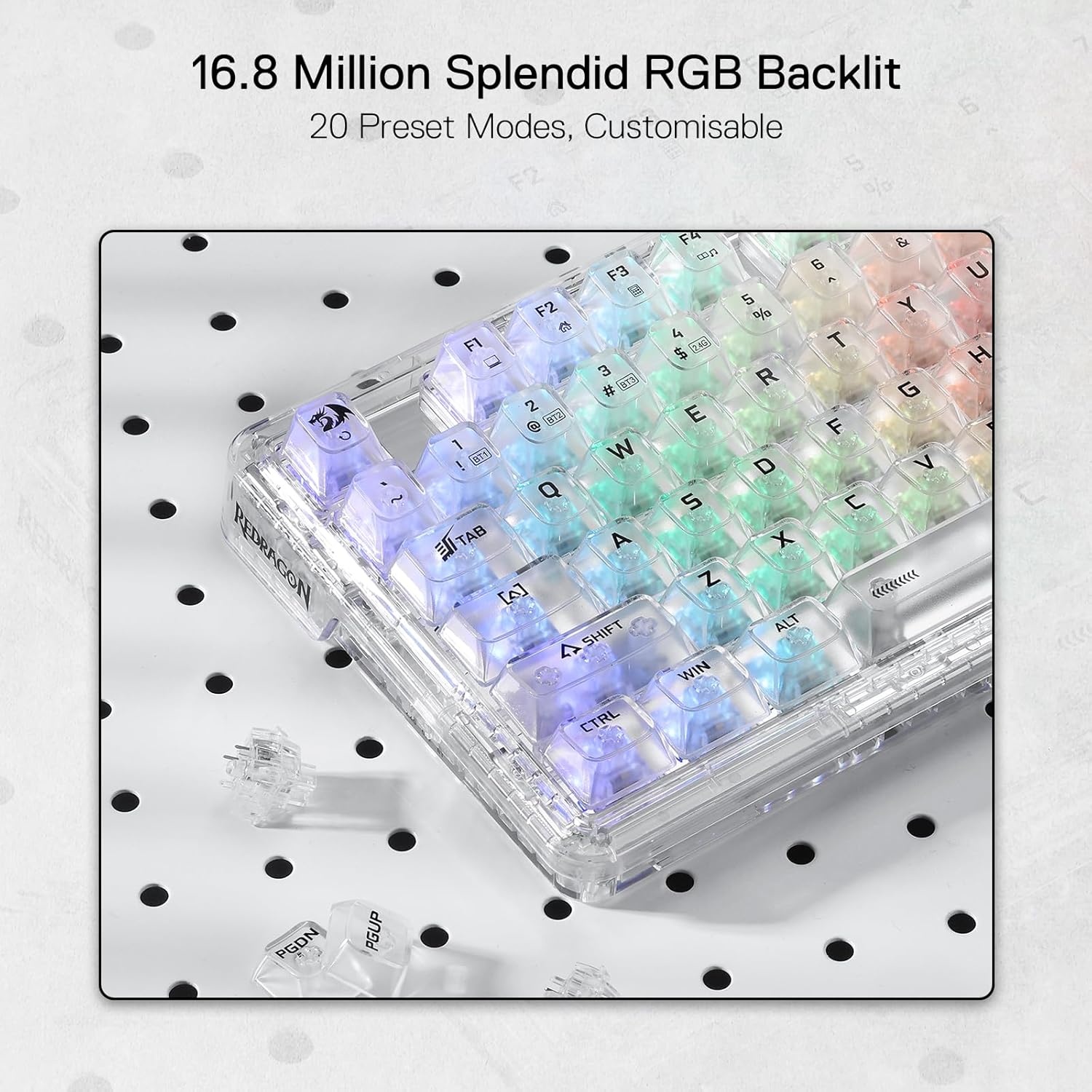 Redragon K649 PRO 78% Wireless Gasket RGB Gaming Keyboard 3 Modes 82 Keys Full